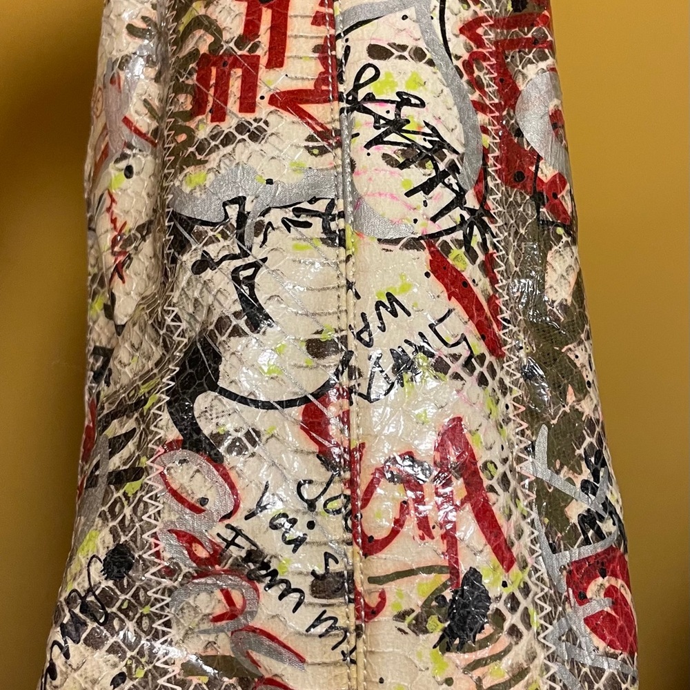 Carlos Falchi Fatto A Mano Graffiti Tote Bag - Picture 5 of 10